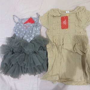 PatPat Gray and Tan Kids Casual Dresses